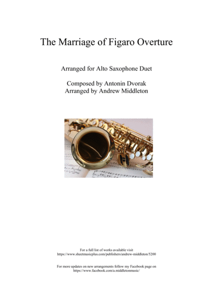 The Marriage of Figaro Overture for Alto Saxophone Duet image number null