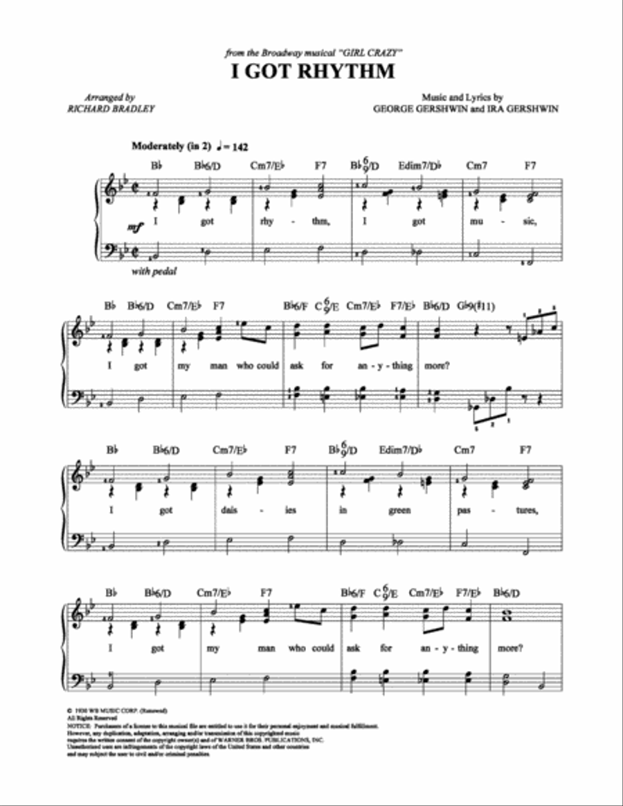 I Got Rhythm I Got Rhythm Easy Piano scores gallery preview page 1