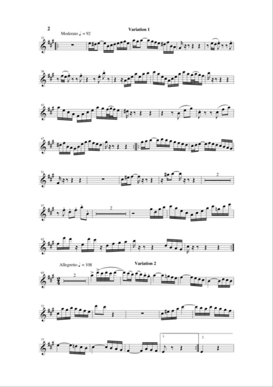 Johann Sebastian Bach/Wehage Goldberg Variations, BWV 988, arranged for SATB saxophone Quartet, sopr Saxophone Quartet scores gallery preview page 2