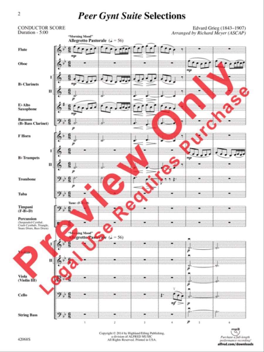 Peer Gynt Suite Selections Full Orchestra scores gallery preview page 3