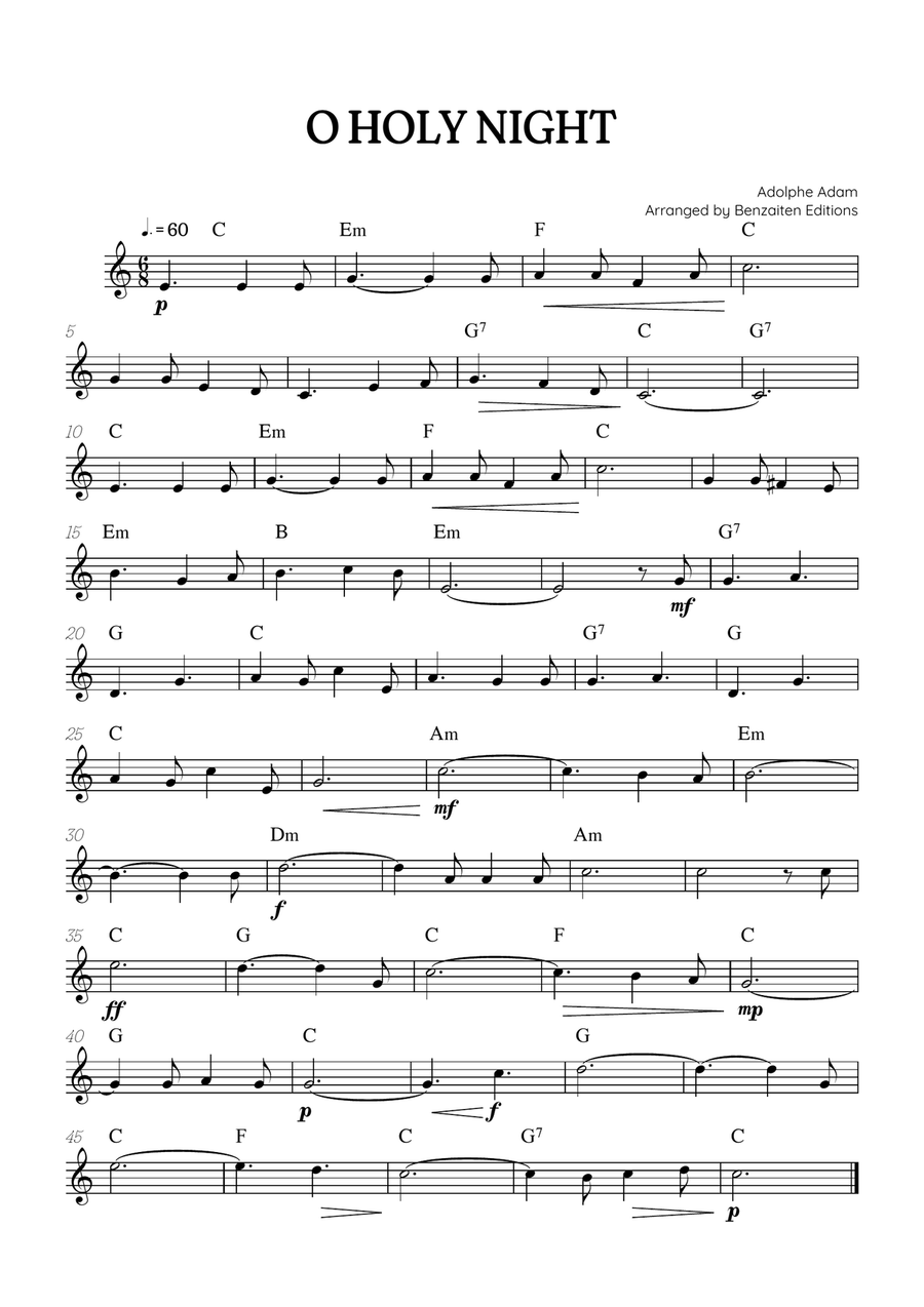 O Holy Night • Christmas Song | violin sheet music [chords] Violin Solo scores gallery preview page 1