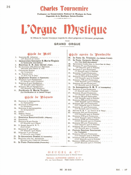 L'orgue Mystique Vol.26: In Festo Ss. Trinitatis (organ)