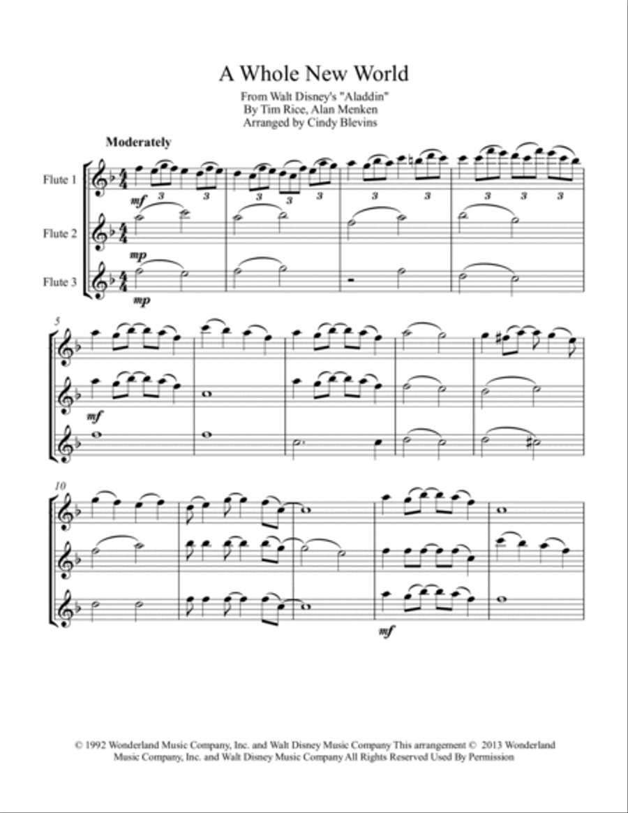 A Whole New World Flute Trio scores gallery preview page 2