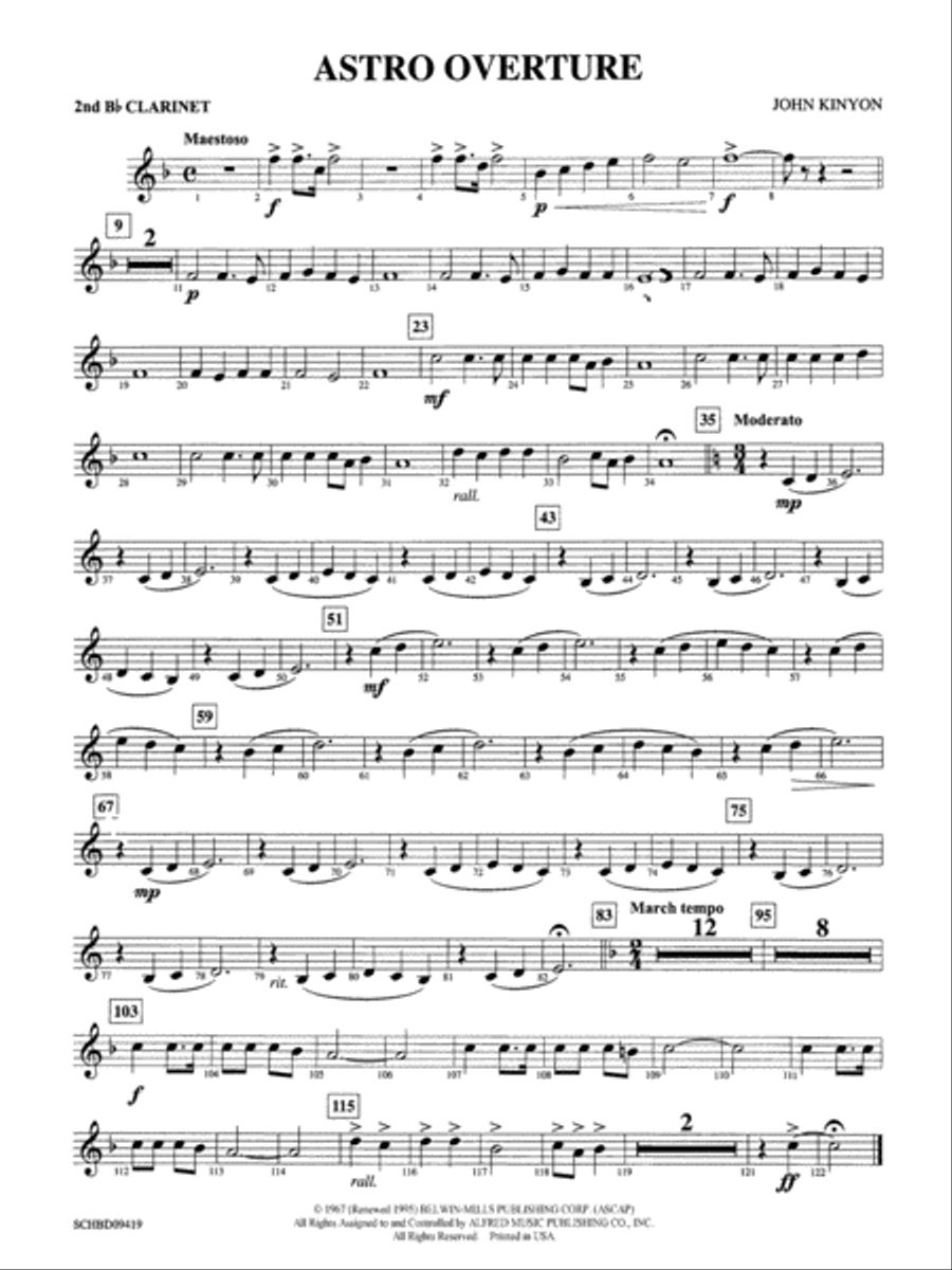 Astro Overture: 2nd B-flat Clarinet Concert Band scores gallery preview page 1