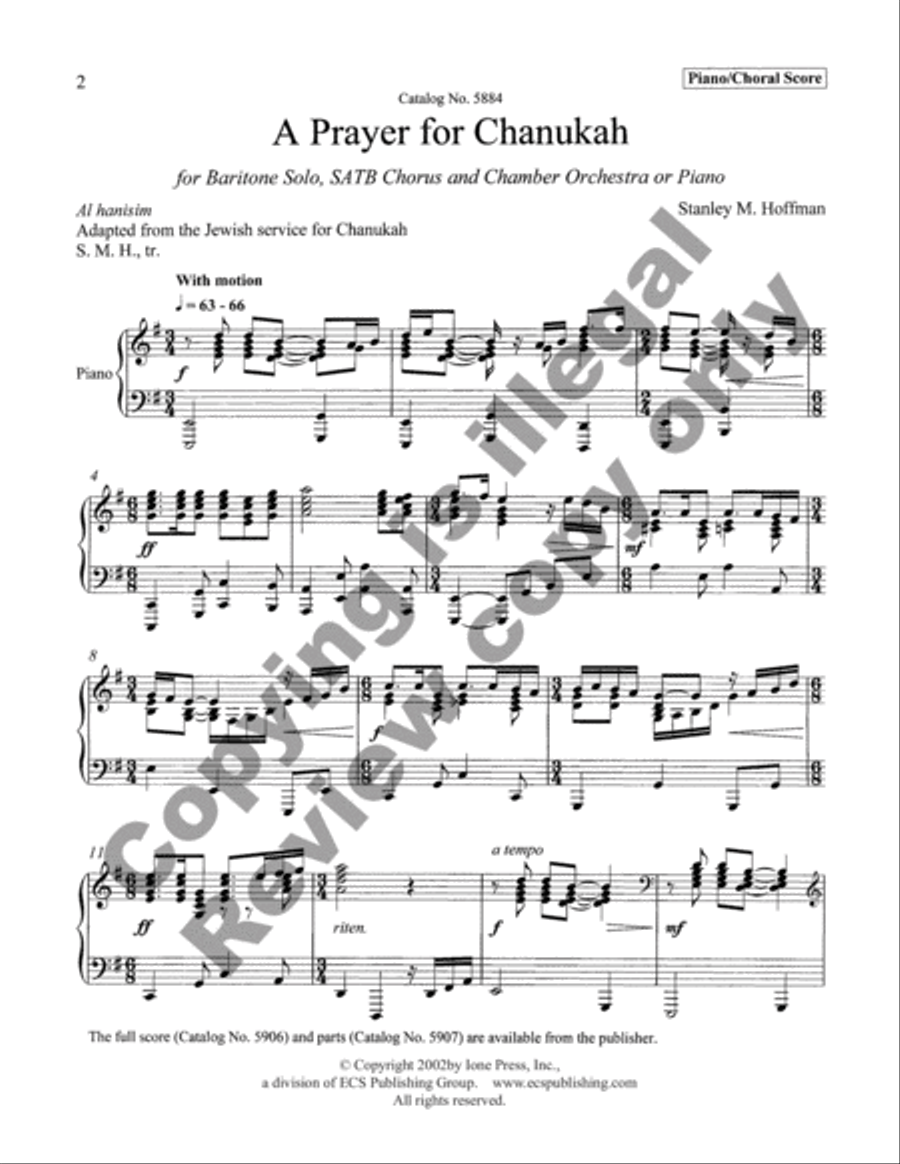 A Prayer for Chanukah 4-Part scores gallery preview page 3