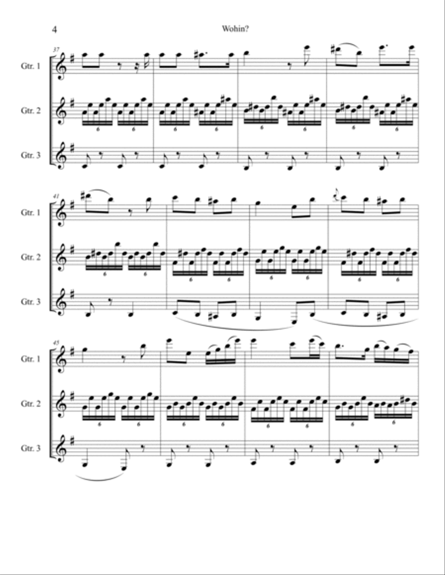 Wohin? Guitar Ensemble scores gallery preview page 4