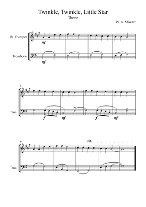 Twinkle, Twinkle, Little Star | For Bb Trumpet and Trombone (With Transposition)