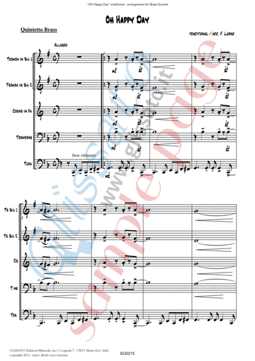 Oh Happy Day - Brass Quintet/Ensemble score & parts (10) image number null