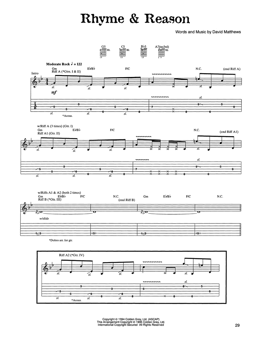 Rhyme & Reason Acoustic Guitar scores gallery preview page 1