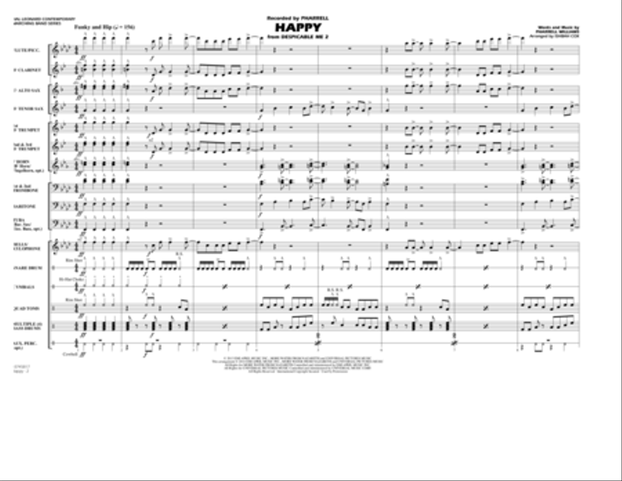 Happy (from Despicable Me 2) - Conductor Score (Full Score) Marching Band scores gallery preview page 2