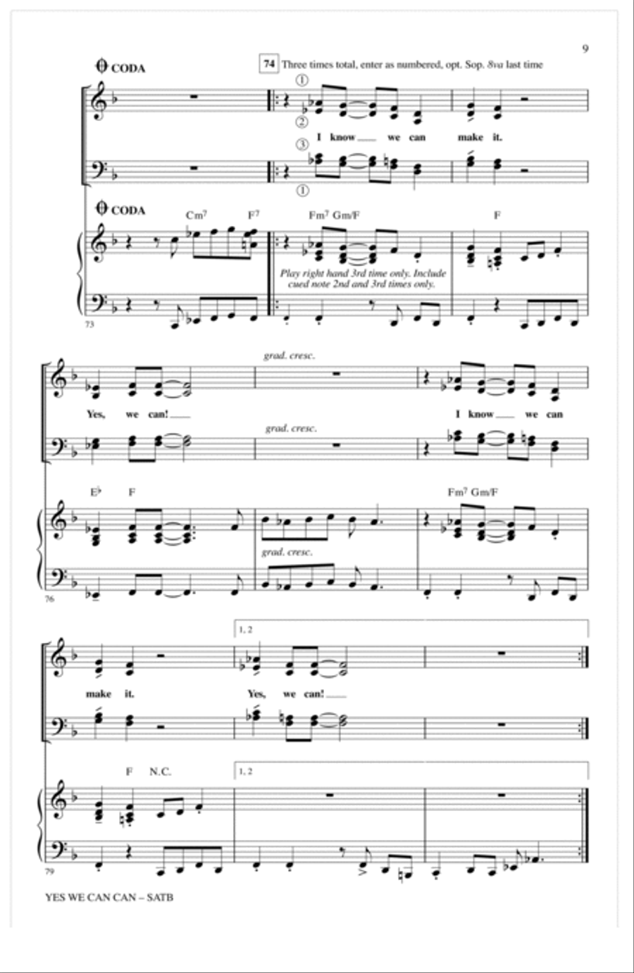 Yes We Can Can (arr. Kirby Shaw) 4-Part scores gallery preview page 8