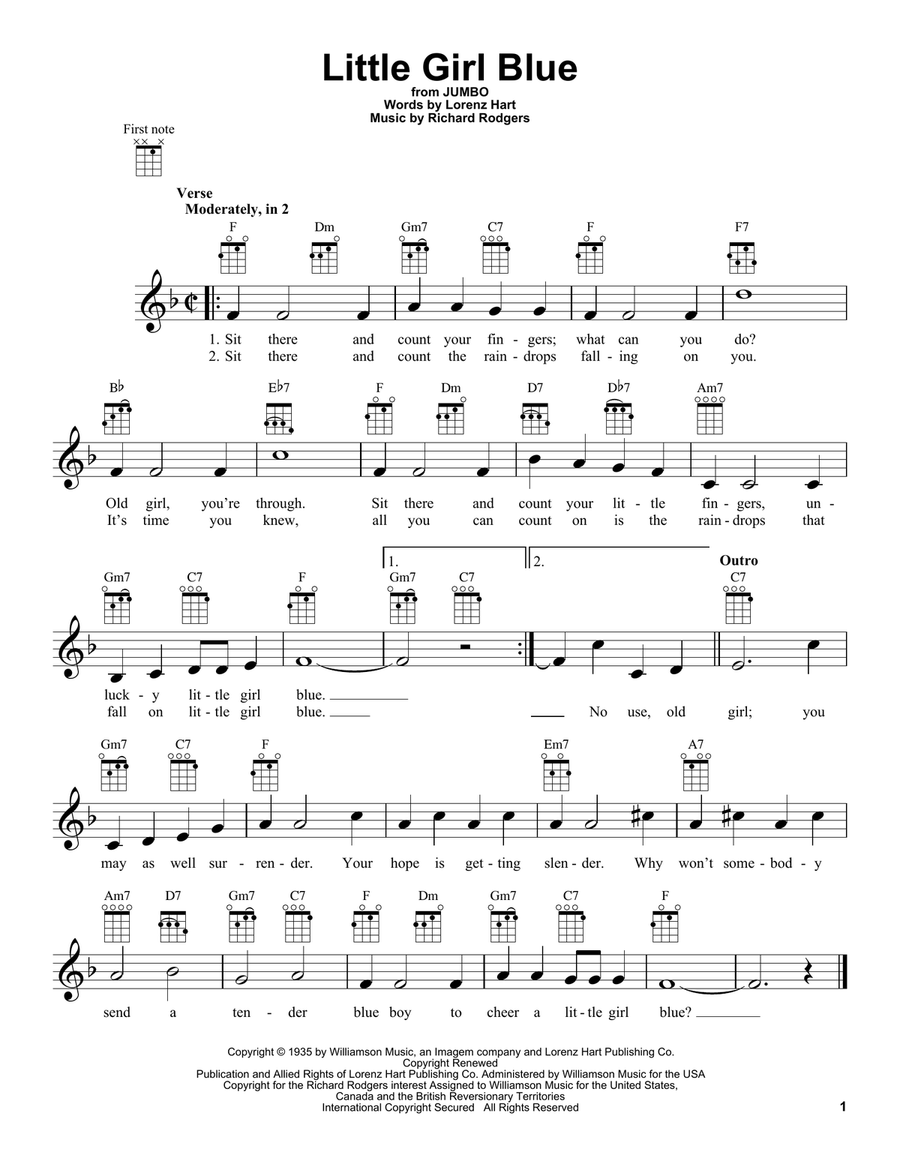 Little Girl Blue Ukulele scores gallery preview page 1