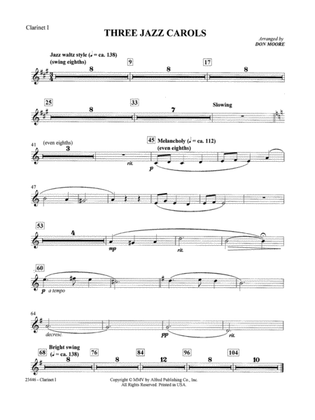Book cover for Three Jazz Carols: 1st B-flat Clarinet