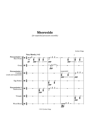 Book cover for Shoreside (for unpitched percussion ensemble)