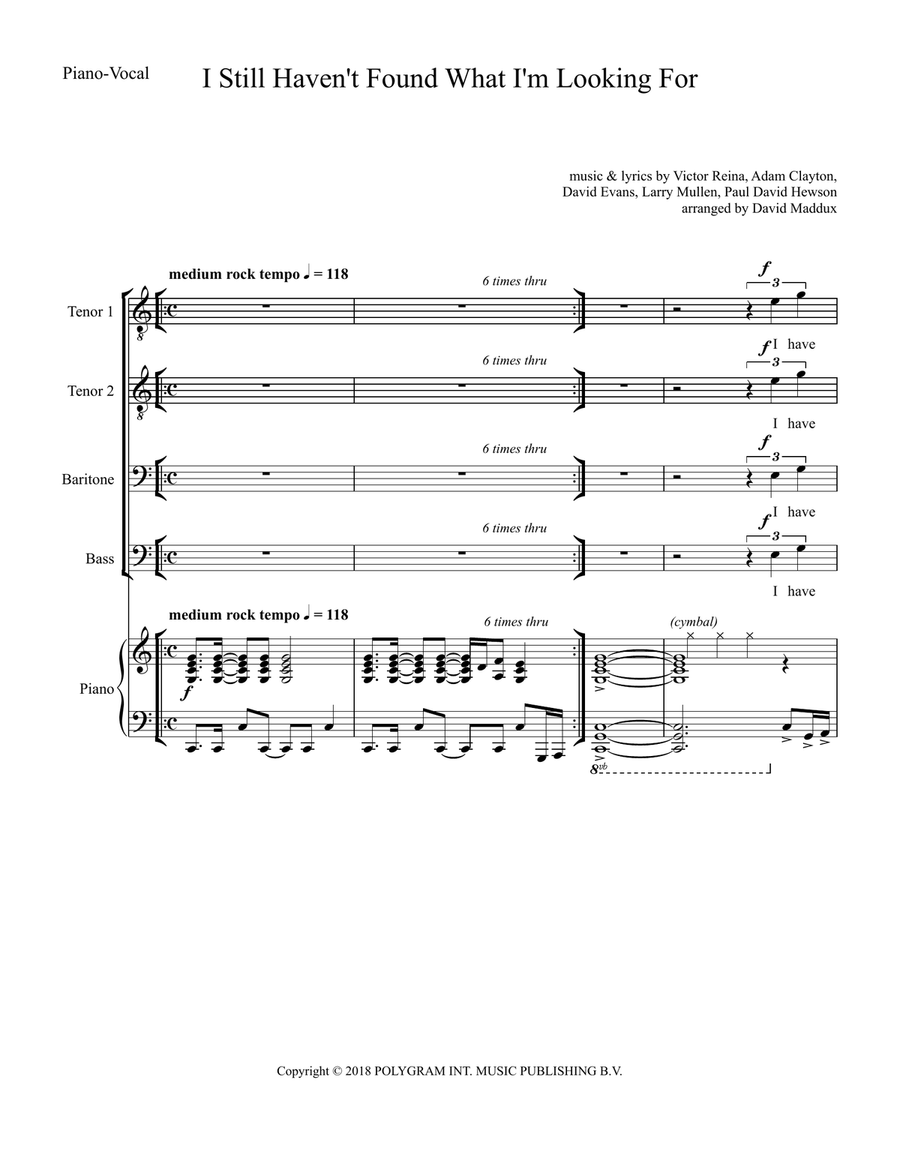 Still Haven't Found What I'm Looking For TTBB scores gallery preview page 1