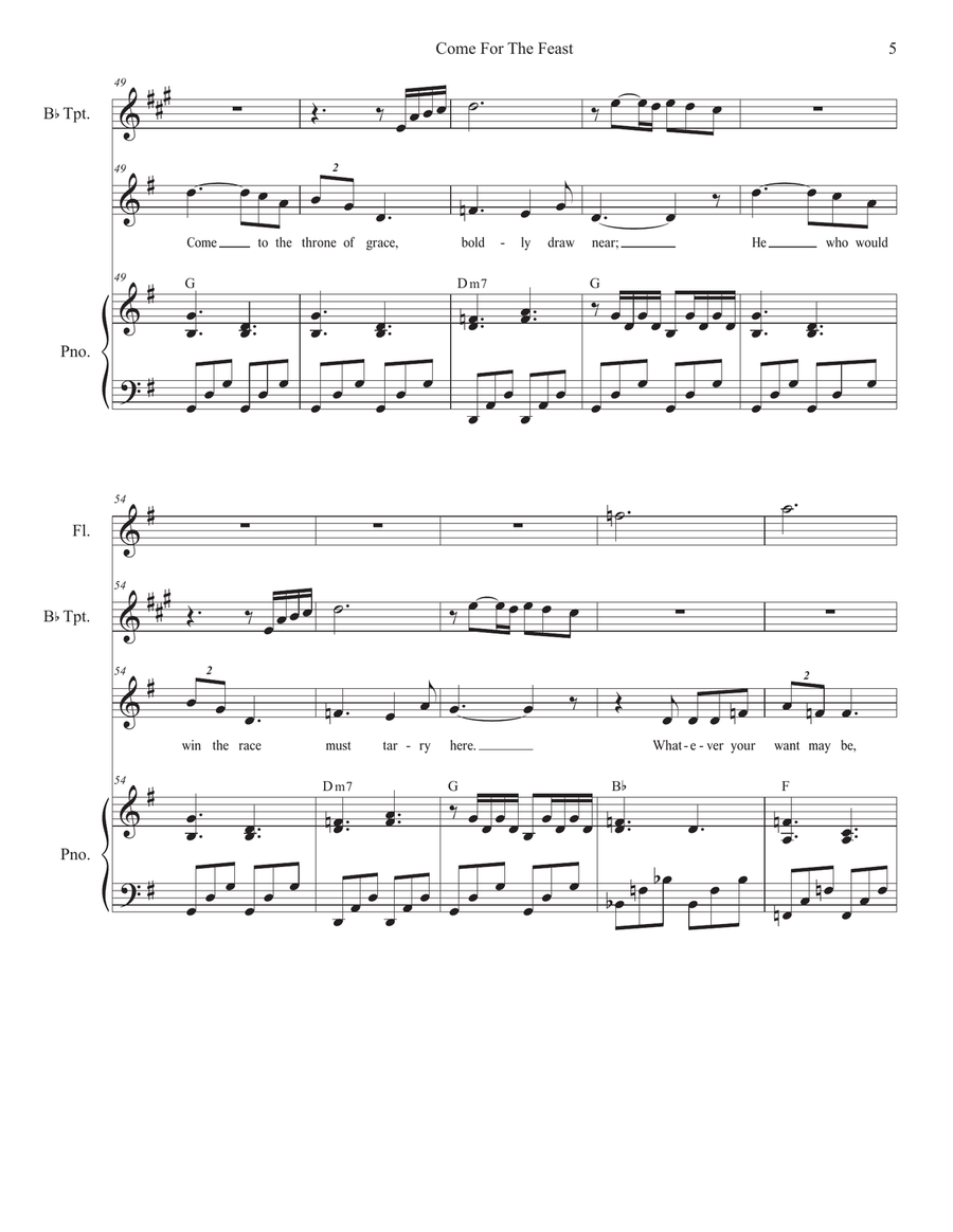 Come For The Feast (Vocal solo - High Key) Piano, Vocal scores gallery preview page 5