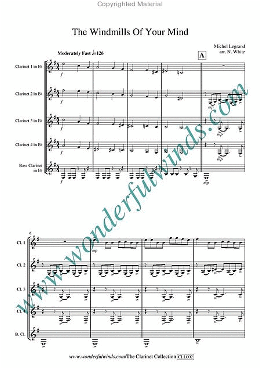 The Windmills Of Your Mind Clarinet Quintet scores gallery preview page 2