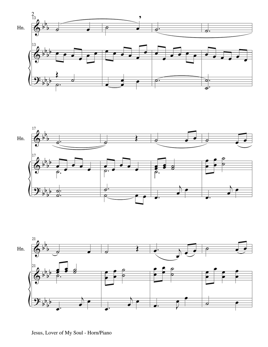 JESUS, LOVER OF MY SOUL (Horn/Piano and Horn Part) JESUS, LOVER OF MY SOUL (Horn/Piano and Horn Part) Piano scores gallery preview page 2