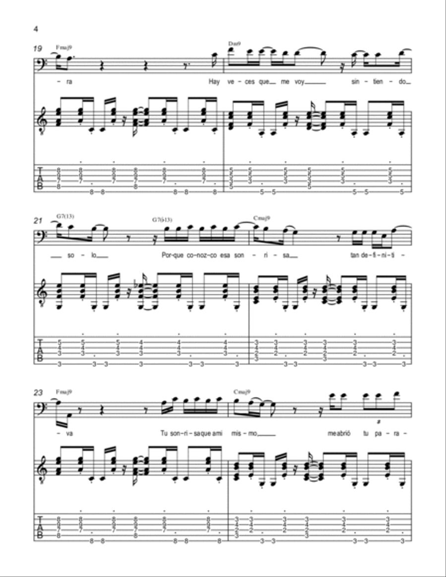 Mi Historia Entre Tus Dedos Guitar Tablature scores gallery preview page 4