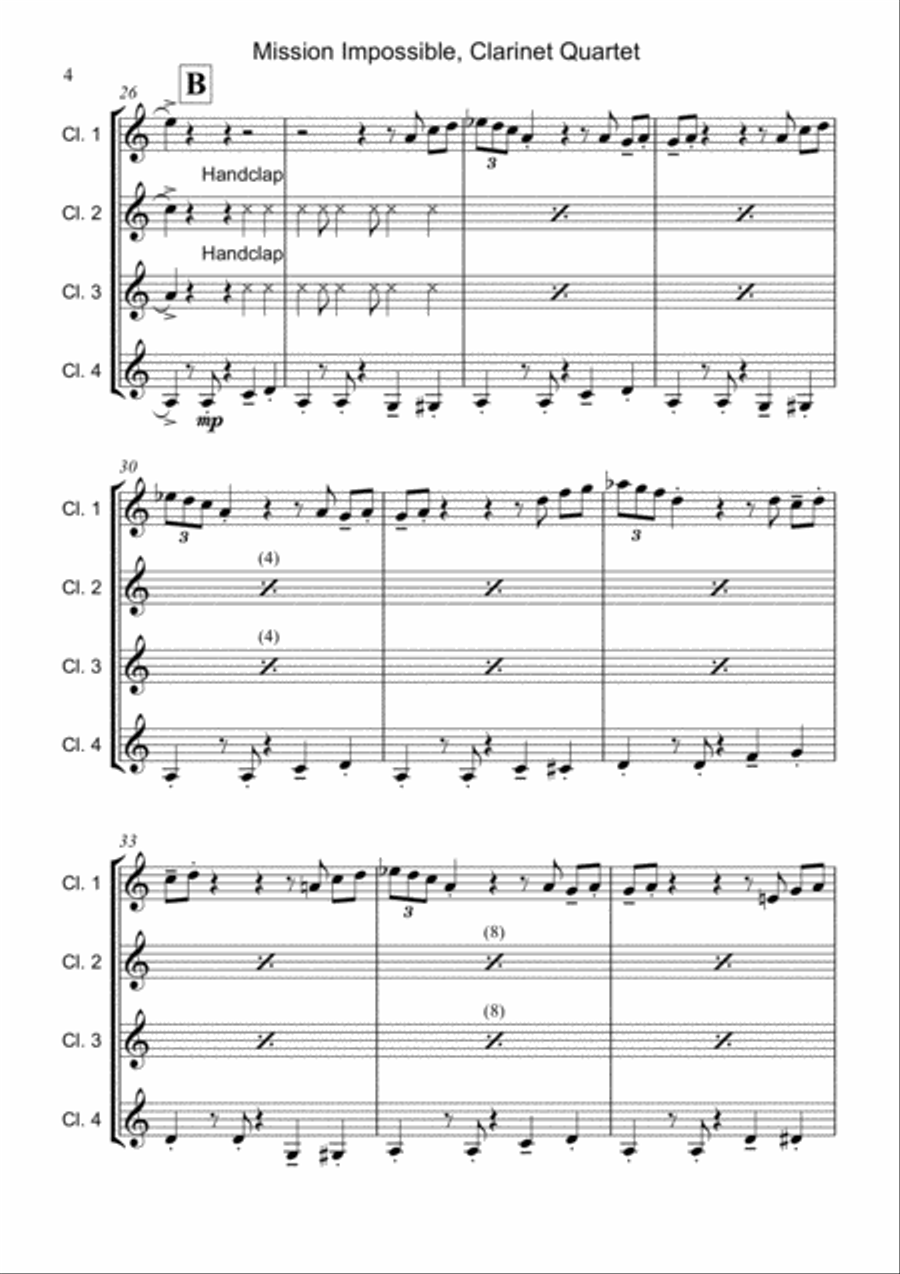 Mission: Impossible Theme from the Paramount Television Series MISSION: IMPOSSIBLE Woodwind Quartet scores gallery preview page 5