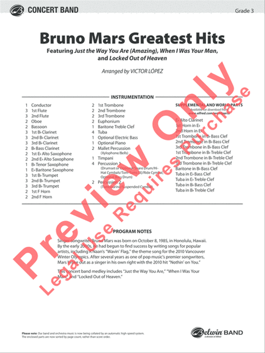 Bruno Mars Greatest Hits Concert Band scores gallery preview page 2