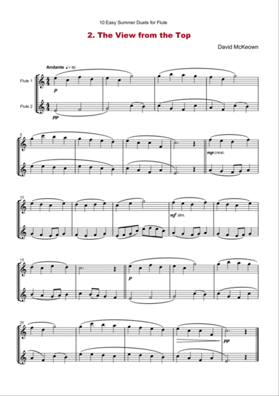 10 Easy Summer Duets for Flute Flute Duet scores gallery preview page 4