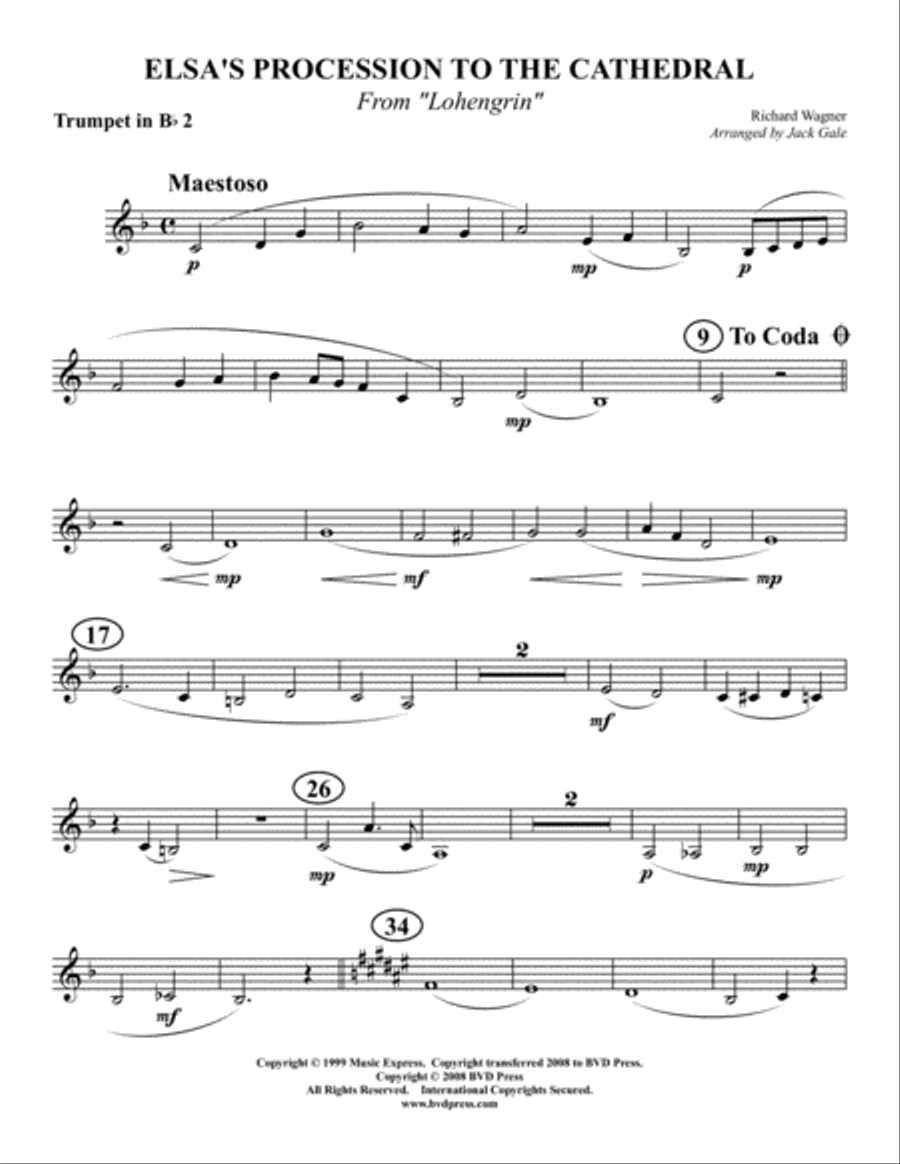 Elsa's Procession to the Cathedral Brass Quartet scores gallery preview page 6