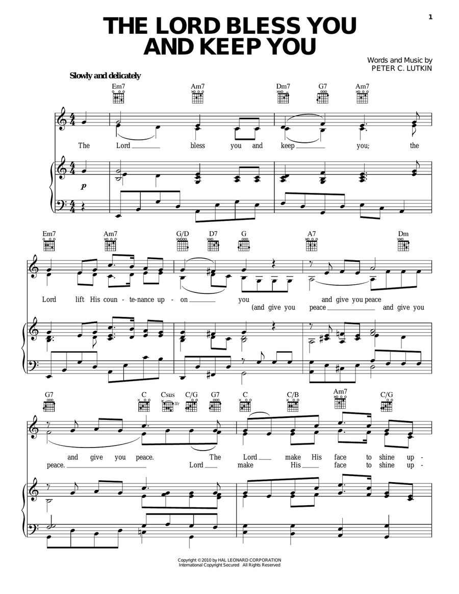Lord Bless You And Keep You Piano, Vocal, Guitar scores gallery preview page 1
