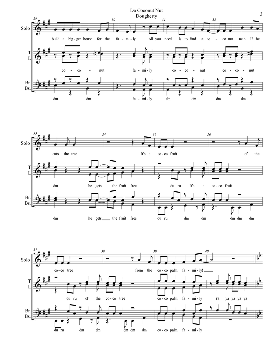 The Coconut Nut (the Coconut Song) SSAA scores gallery preview page 3