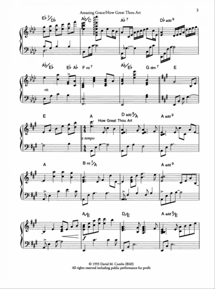 Amazing Grace / How Great Thou Art Medley Piano Solo scores gallery preview page 2