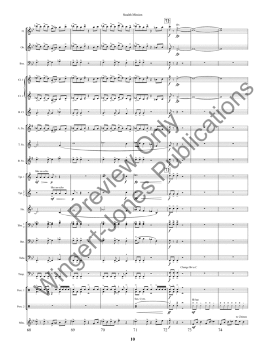 Stealth Mission Stealth Mission Concert Band scores gallery preview page 13