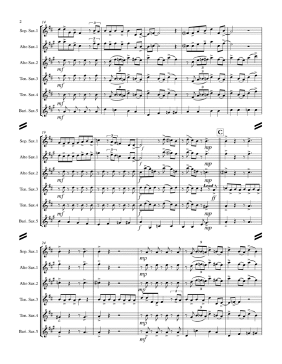 Boogie Woogie Santa Claus Saxophone Quintet scores gallery preview page 3