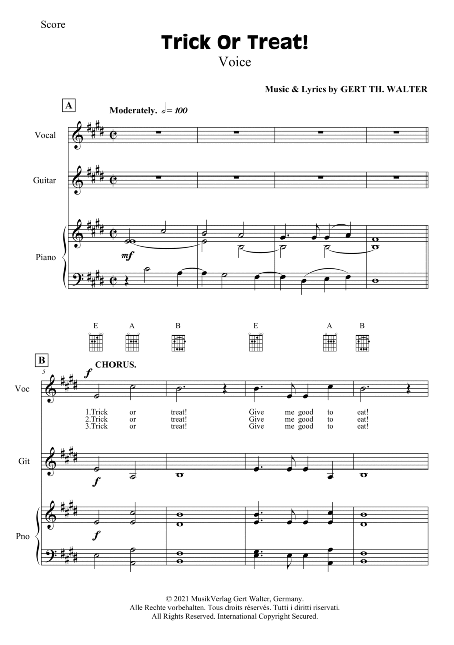 Trick Or Treat! Medium Voice scores gallery preview page 1