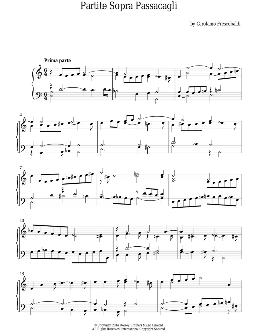 Partite Sopra Passacagli Piano Solo scores gallery preview page 1