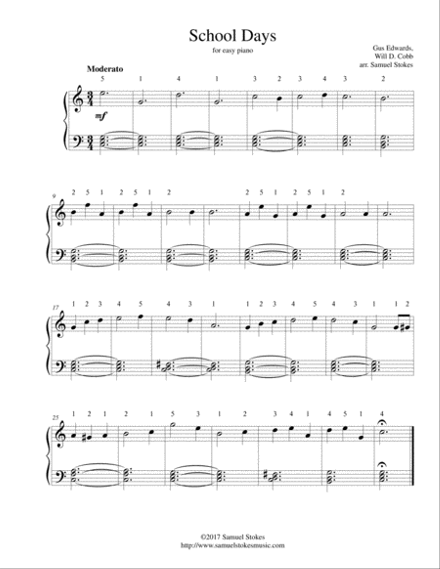 School Days - for easy piano Easy Piano scores gallery preview page 1