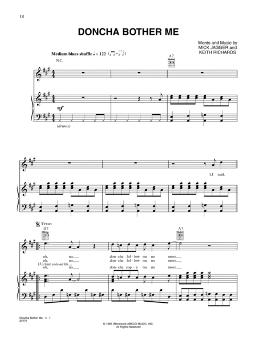 Doncha Bother Me Piano, Vocal, Guitar scores gallery preview page 1