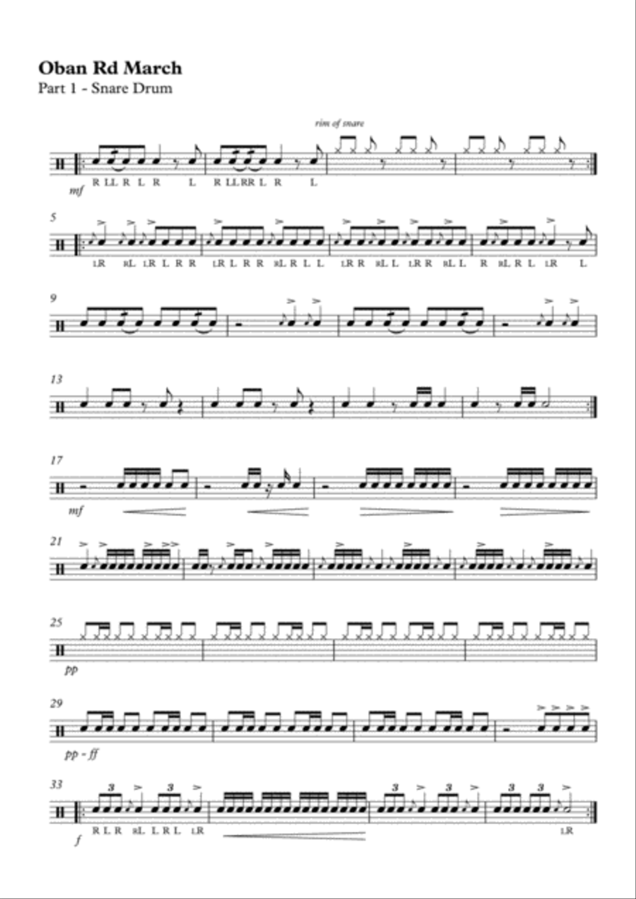 Oban Rd March Drum Set scores gallery preview page 1