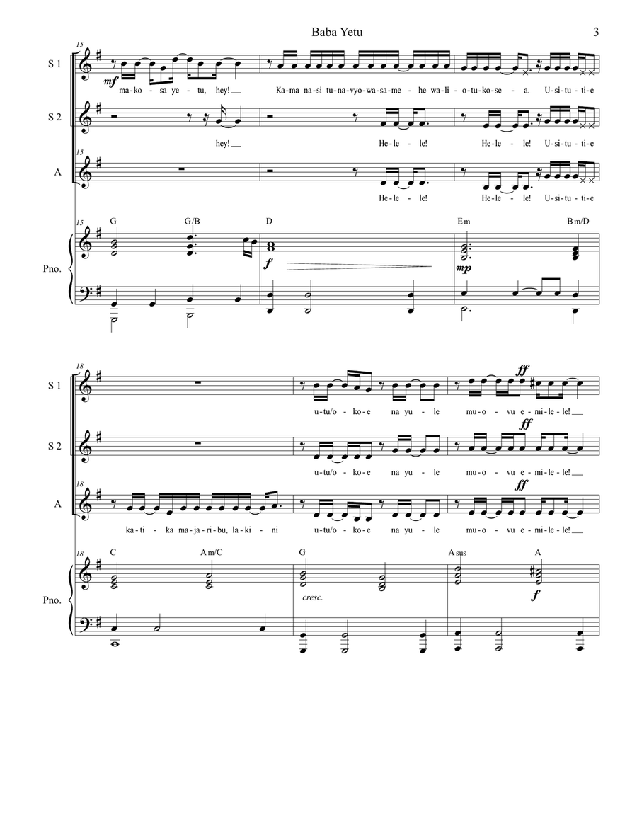 Baba Yetu SSA scores gallery preview page 3