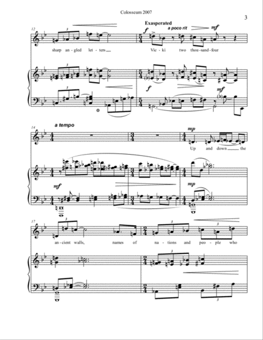 COLOSSEUM, Mvt.III from Letters from a Poet in Italy Voice scores gallery preview page 3