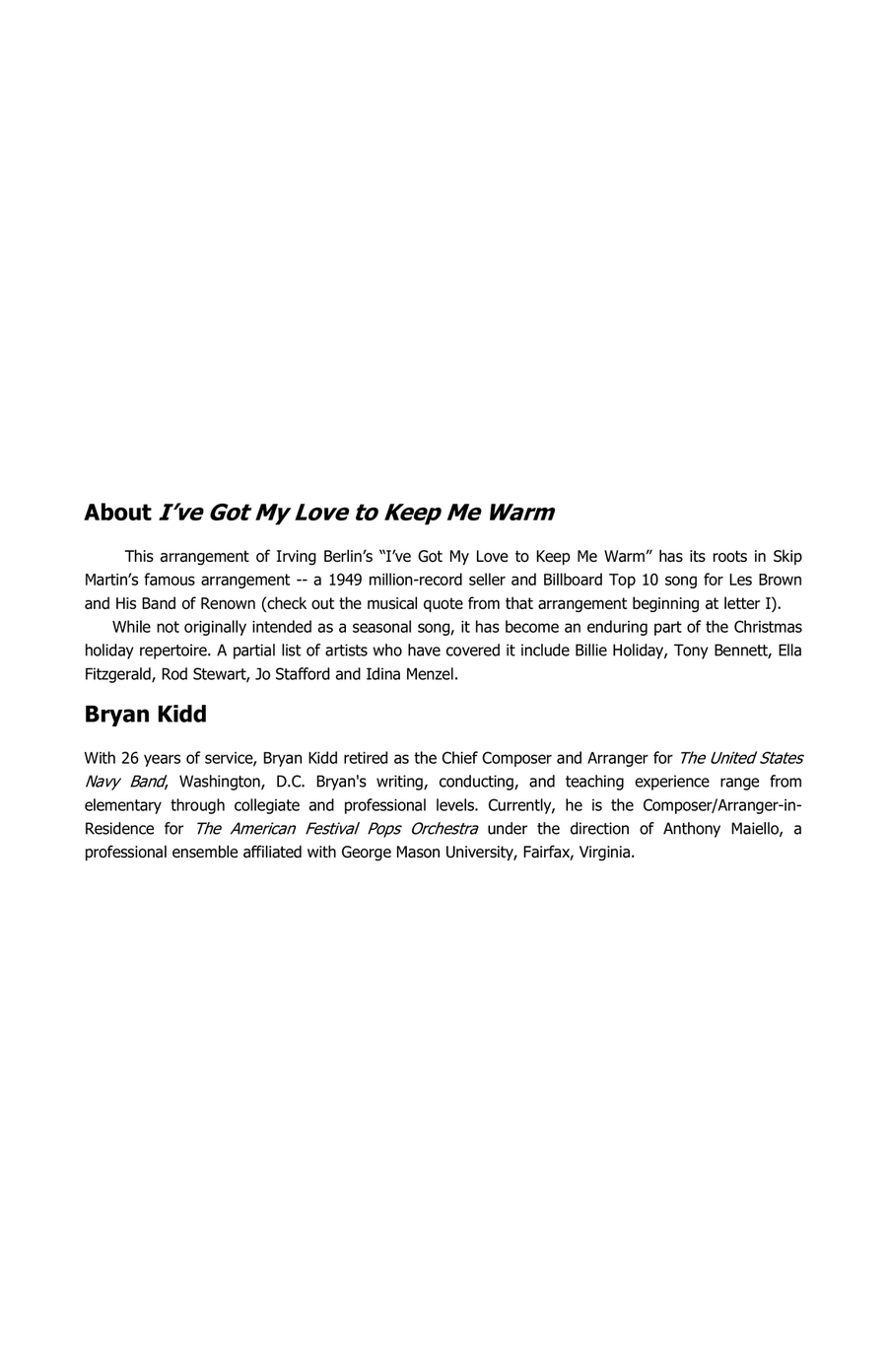 I've Got My Love To Keep Me Warm - Score Only Jazz Ensemble scores gallery preview page 2