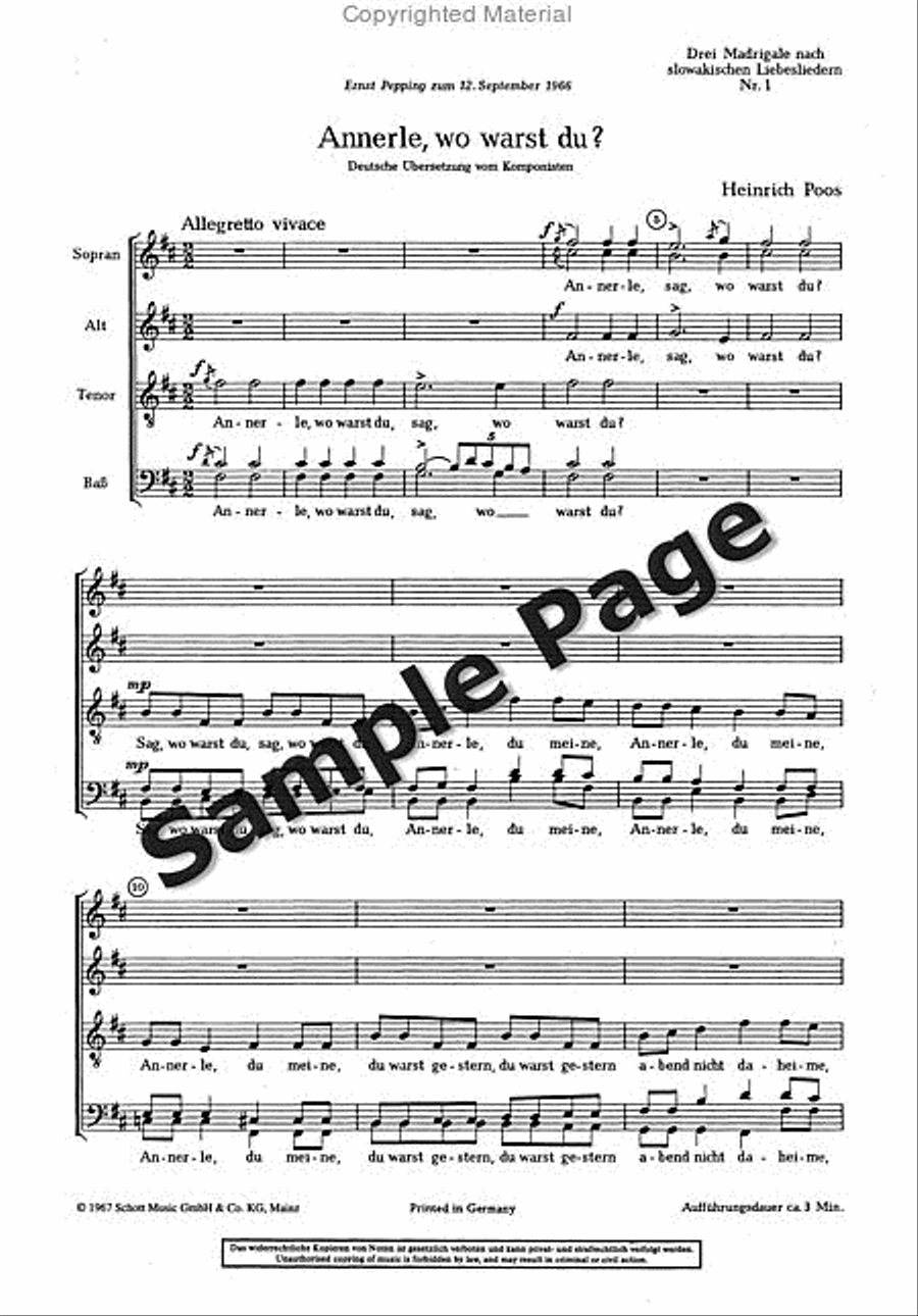 Annerle Wo Warst Du SSAATTBB scores gallery preview page 2