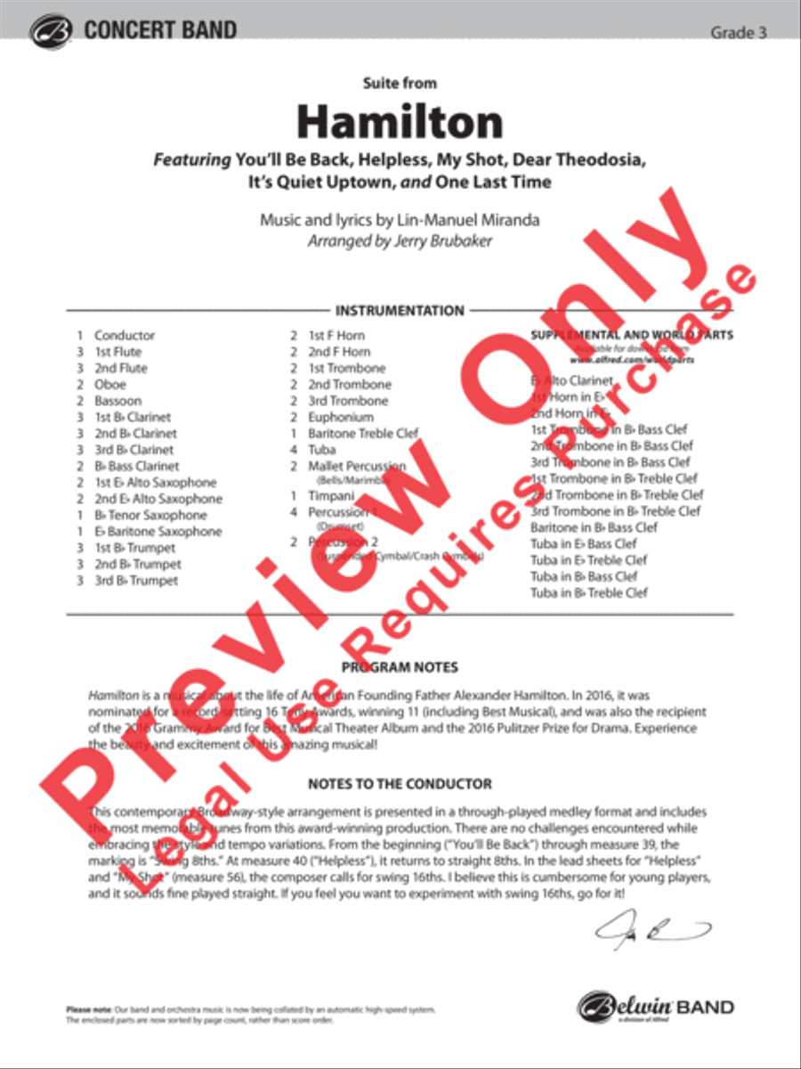 Hamilton, Suite from the Broadway Musical Concert Band scores gallery preview page 2