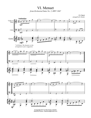 Menuet Suite 2 BWV 1067 for violin, cello and guitar