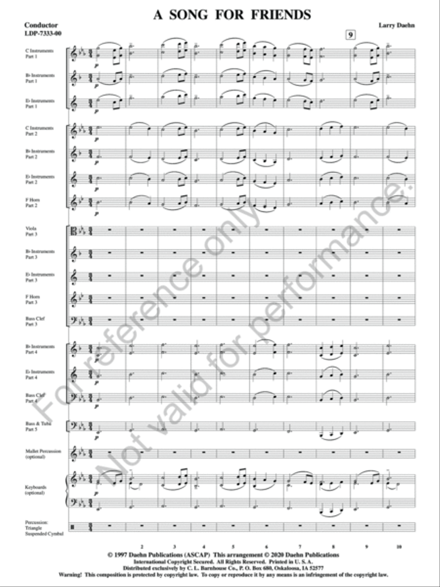 A Song For Friends Concert Band scores gallery preview page 4
