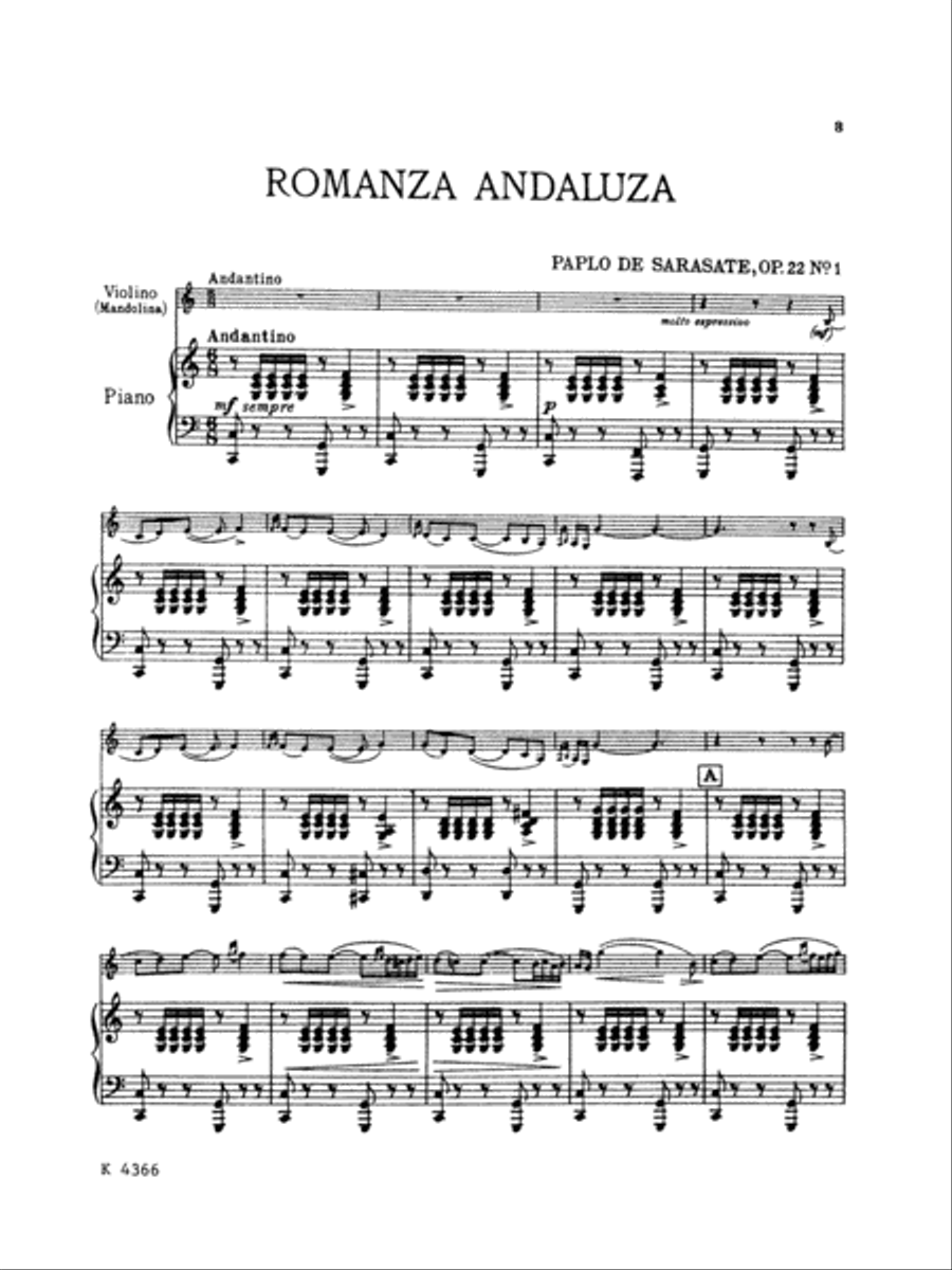 Sarasate: Spanish Dance, Op. 22, No. 1 (Romanza Andaluza) Piano scores gallery preview page 3
