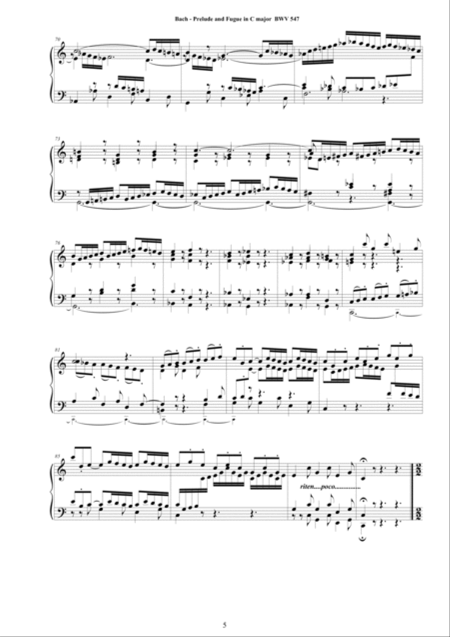 Bach - Prelude and Fugue in C major BWV 547 for Piano Piano Solo scores gallery preview page 5