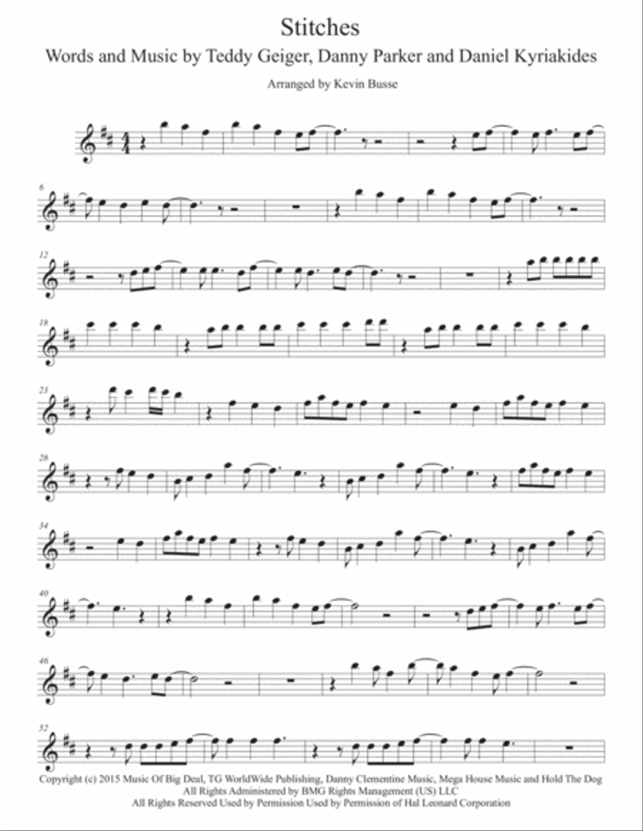 Stitches Alto Saxophone scores gallery preview page 1
