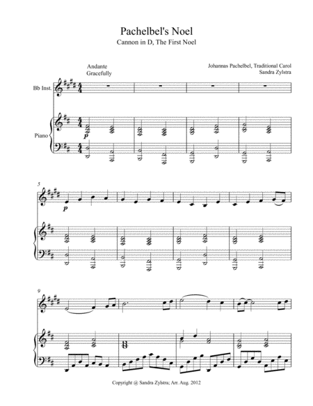 Pachelbel's Noel (treble Bb instrument solo) image number null