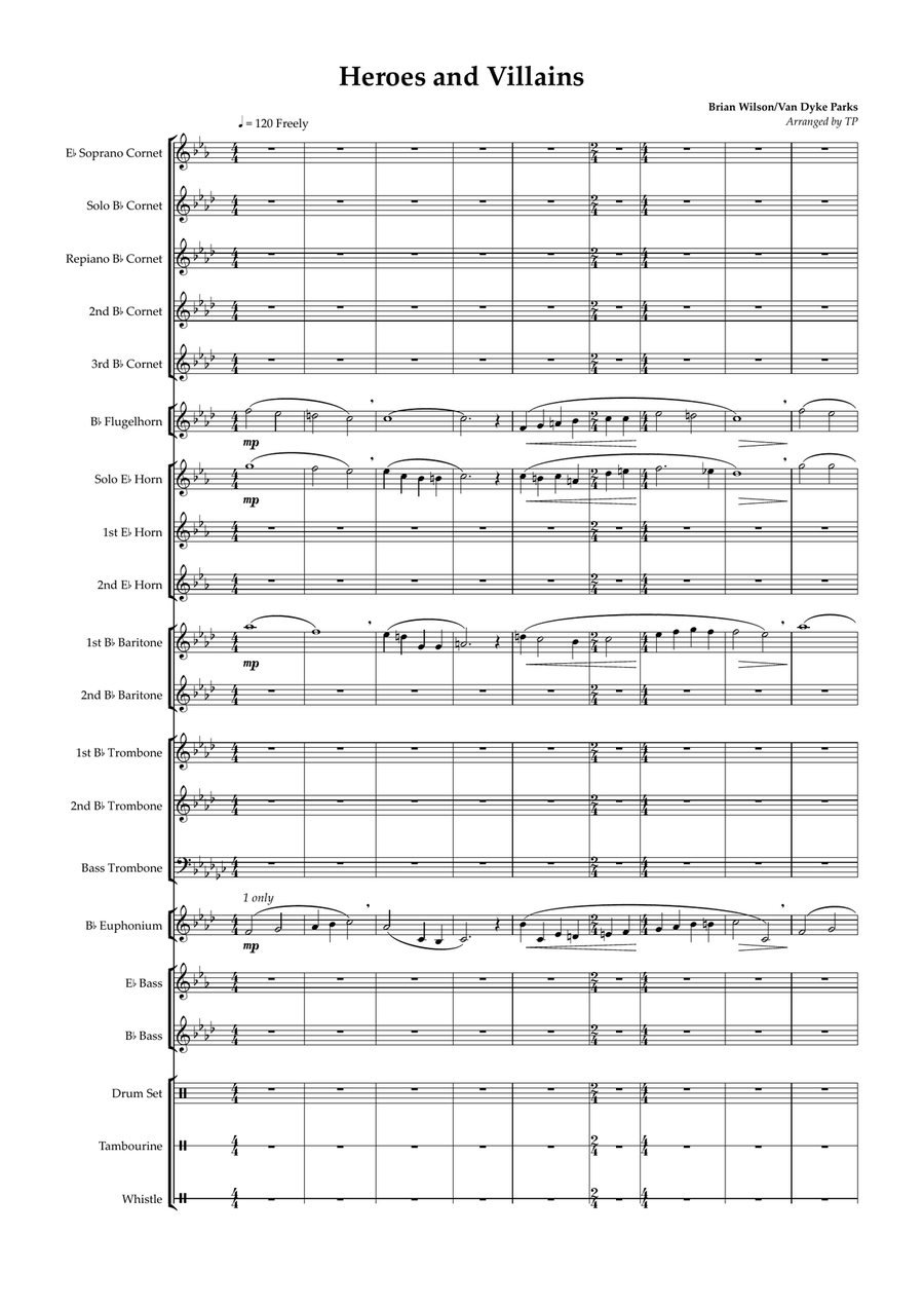 Heroes And Villains Brass Band scores gallery preview page 1