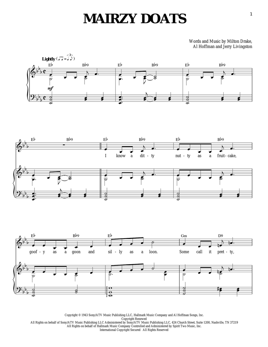 Mairzy Doats Piano, Vocal scores gallery preview page 1